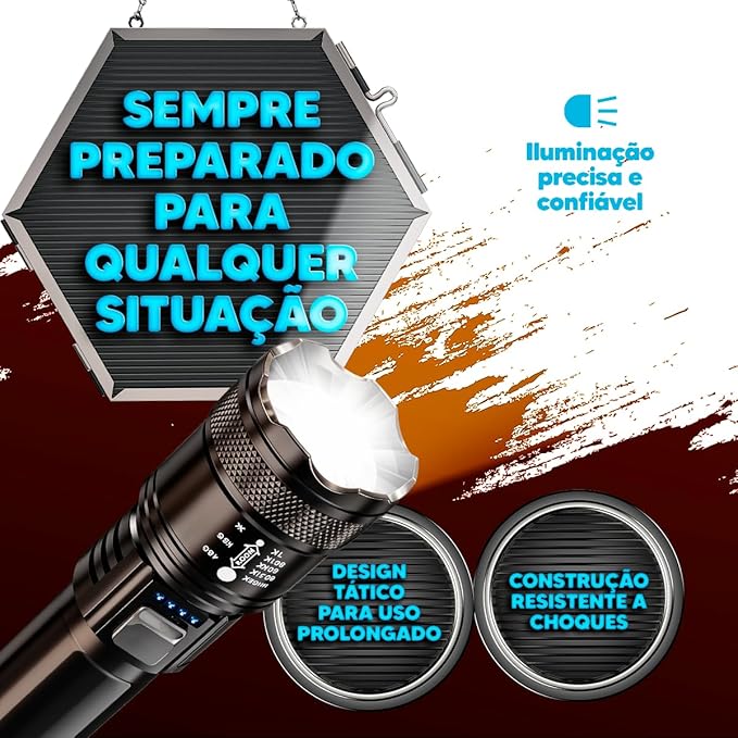 LumenX Pro™ - Lanterna Tática com 10.000 Lúmens