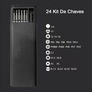 Kit Ferramenta Chave Magnética Precisão 24 Peças Pequenos Reparos Iphone Android Pc