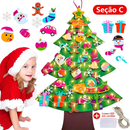 Árvore de Natal Infantil em Feltro 3D com 32 Enfeites