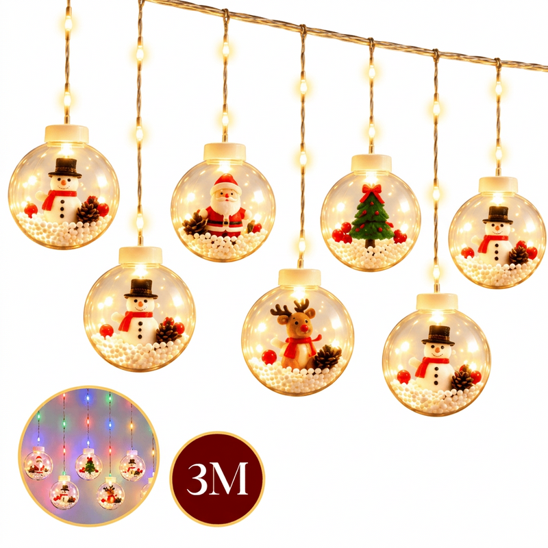Cascata de Pisca Pisca Cortina De Luz Bolinhas Varal Decoração Natal 3 metros 100 Leds