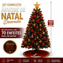 Arvore de Natal Decorada 150cm 220 Galhos + 70 Enfeites Completa Enfeitada Pinheiro Verde Pisca Led Decoração Top