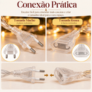 Cascata de Pisca Pisca Cortina De Luz Bolinhas Varal Decoração Natal 3 metros 100 Leds