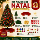 Arvore de Natal Decorada 120cm 120 Galhos + 50 Enfeites Completa Enfeitada Pinheiro Verde Pisca Led Decoração Top