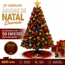 Arvore de Natal Decorada 120cm 120 Galhos + 50 Enfeites Completa Enfeitada Pinheiro Verde Pisca Led Decoração Top