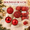 Kit 100 Bolas de Natal E Estrela Ponteira Decoração Enfeite Árvore Fosca Glitter Vermelha Dourada