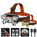 Lanterna de Cabeça 5 Led Luz Forte À Prova D 'Água USB Recarregável 4 Modos