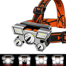 Lanterna de Cabeça 5 Led Luz Forte À Prova D 'Água USB Recarregável 4 Modos