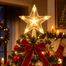 Estrela LED Ponteira de Árvore Natalina Iluminada Cristal Decoração