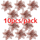 Kit 10 Flores Natalinas Decorativas 8 cm
